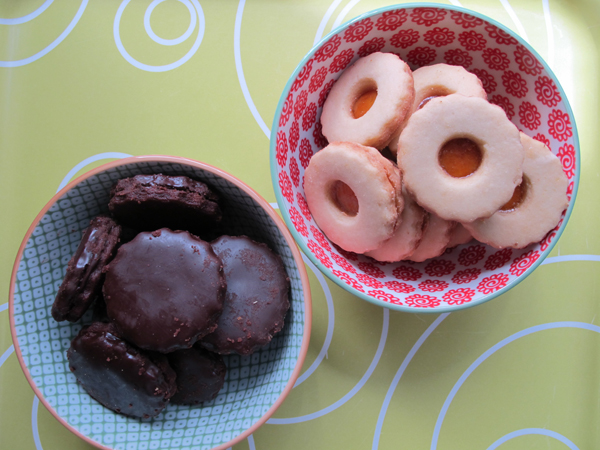 chocolate and apricot sablés