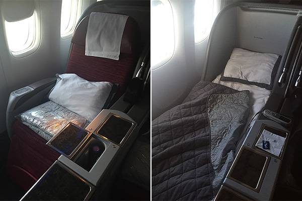 business class seats qatar airways © Will Travel for Food